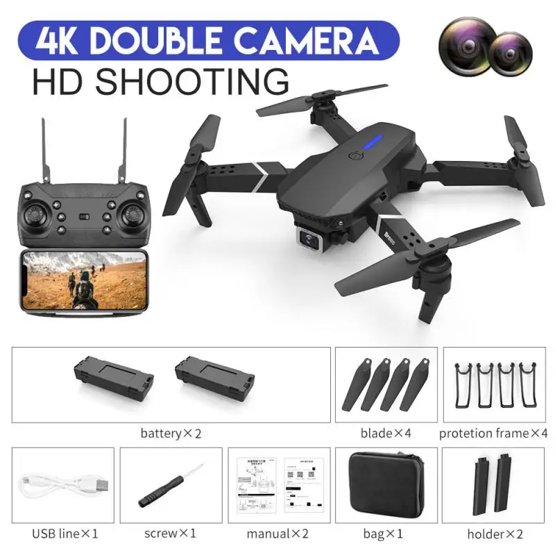 Drone 4k HD Dual Camera Visual Positioning 1080P WiFi Fpv Drone Height Preservation Rc Quadcopter Remote Control Toys Gift