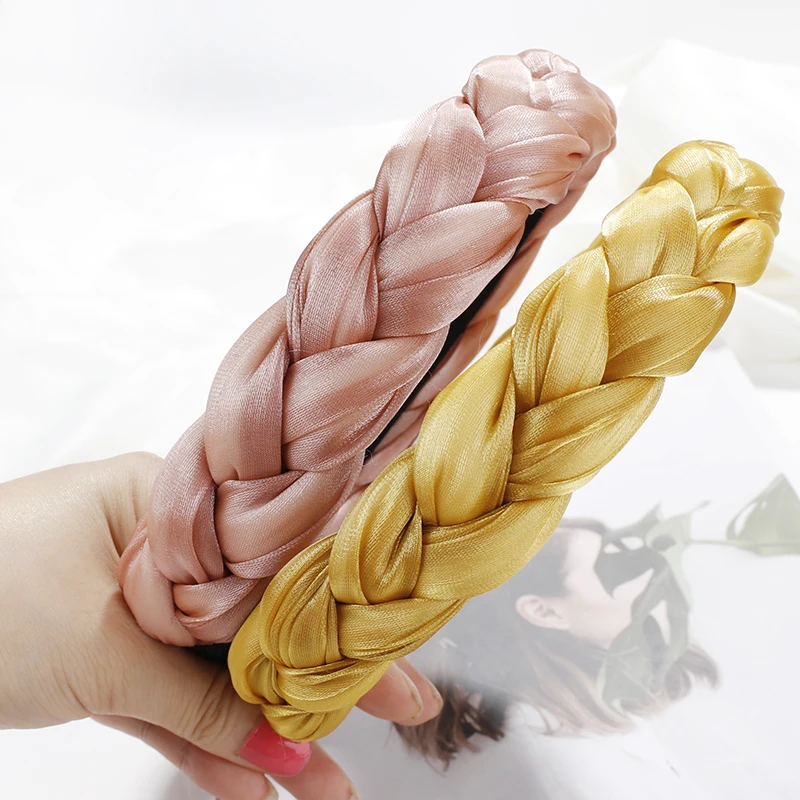 Корейский шелк атласная плетеная женские обручи легкая эластичная повязка на голову для девочек-подростков аксессуары для волос Головные уборы
