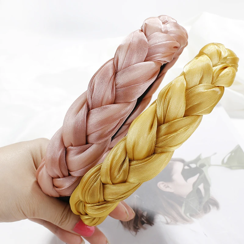 

Korean Silk Satin Braided Hair Bands for Women 2019 Lightweight Elastic Headband Teenage Girl Hair Accessories Headwear