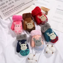 1 пара, рождественские детские перчатки унисекс, зимние вязаные варежки, теплые перчатки для малышей, милые детские перчатки, рождественский подарок для От 1 до 3 лет
