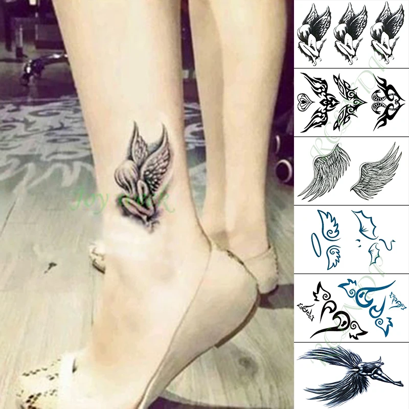 Waterproof Temporary Tattoo Sticker Angel Wing Heart Fake Tatto Hand Arm Foot Flash Tatoo For Kid Girl Men Women Temporary Tattoos Aliexpress