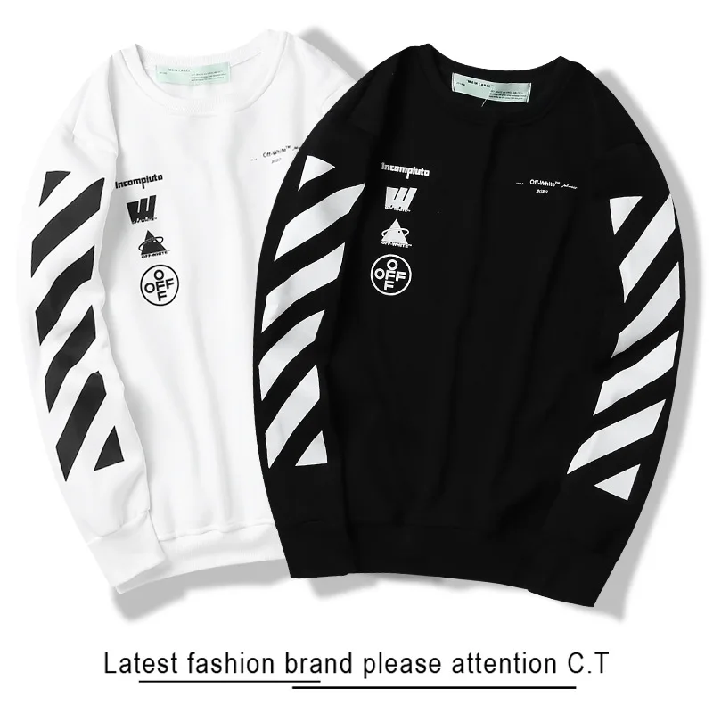 19SS OFF-WHITE No face queen картина маслом дизайн свободный Круглый вырез пуловер плюс бархатная толстовка мужская пара
