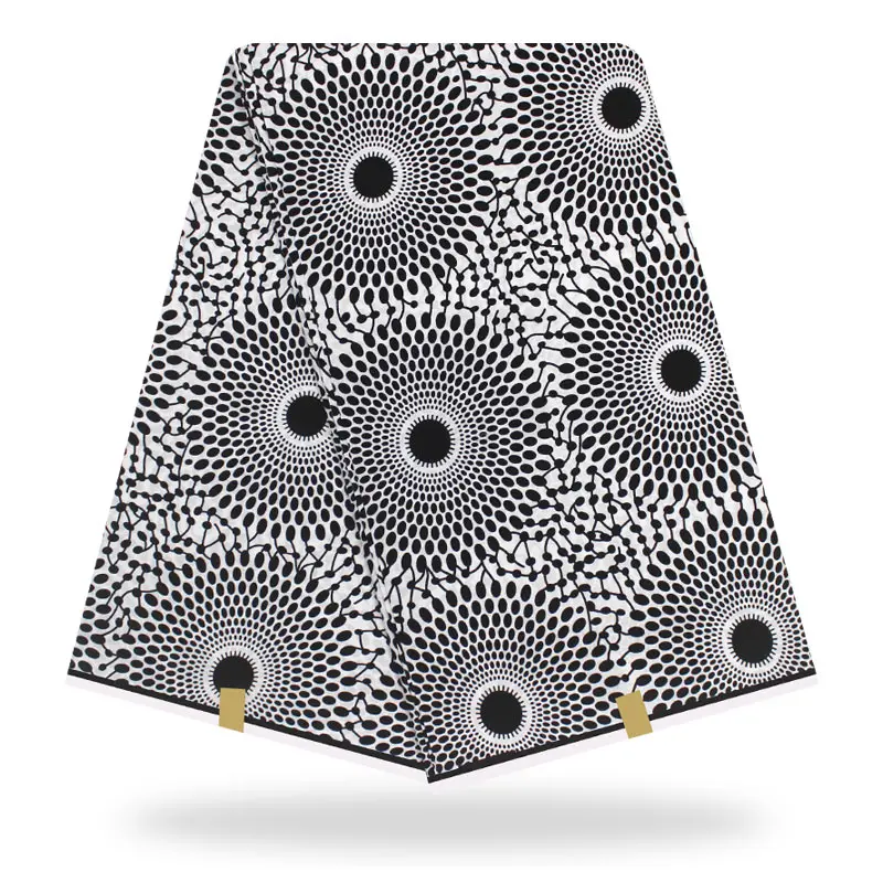 Настоящий воск хлопок черно-белая африканская ткань Анкара африканская восковая ткань Анкара ткань