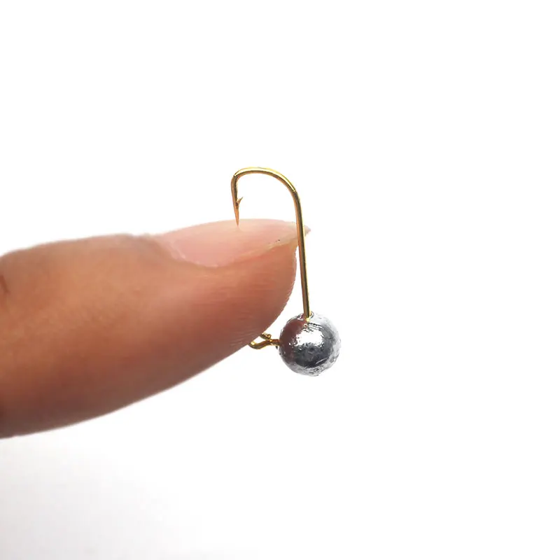 Rompin 10pcs mini golden Jig Head Hook Rockfish Hook 1g Ice Fishing