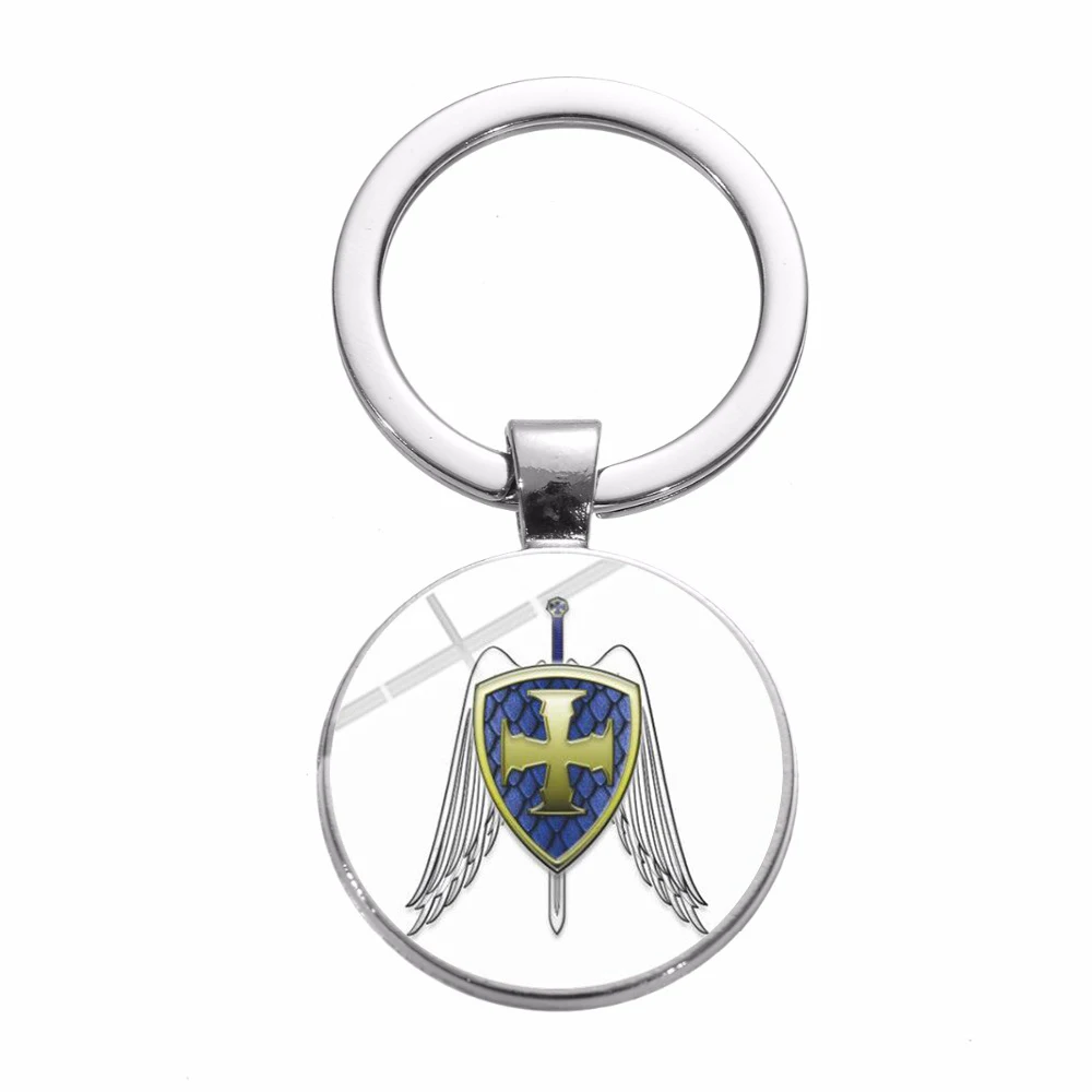 SONGDA панк ретро Archangel St. Майкл брелок Крылья Ангела защитите меня священный щит Иисуса стеклянный брелок для ключей чавейро талисман подарок