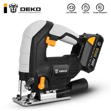 DEKO DKJS20Q2 20V Electric Jig Saw Adjustable Speed Cordless Wood Saw with LED Light, 6 Pieces Blades, Metal Ruler, Allen Wrench