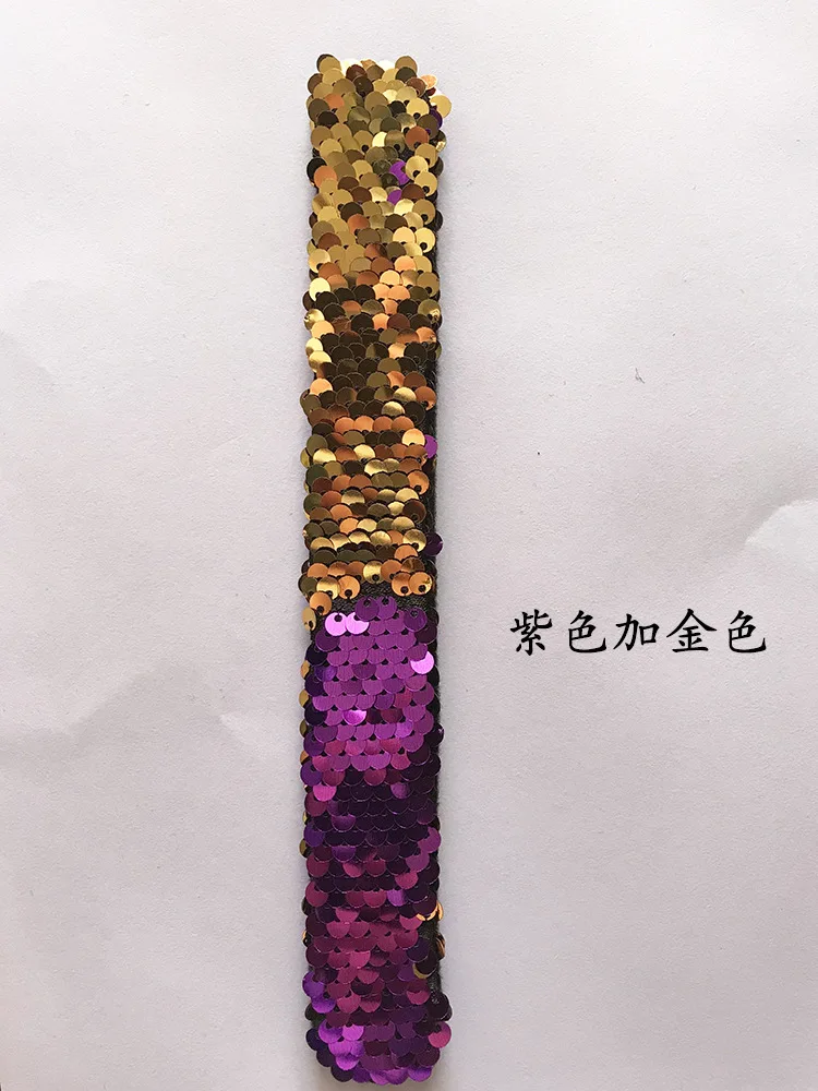12 цветов, волшебные блестки, Русалочка, потрепанные браслеты, блестки, двусторонний Блестящий СЛЭП, браслеты, браслет с подвесками для детей - Окраска металла: purple gold