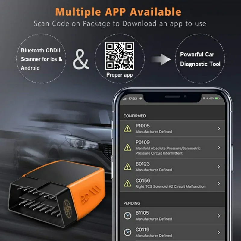 OBD2 сканер Bluetooth 4,0 профессиональный автомобильный считыватель кодов совместим с Android и Ios автомобильные аксессуары