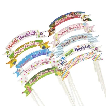 

5pcs/Banner Cupcake Toppers Cake Flag Birthday Party Decorations Kids Cake Topper Happy Birthday Cupcake Toppers Party Supplies