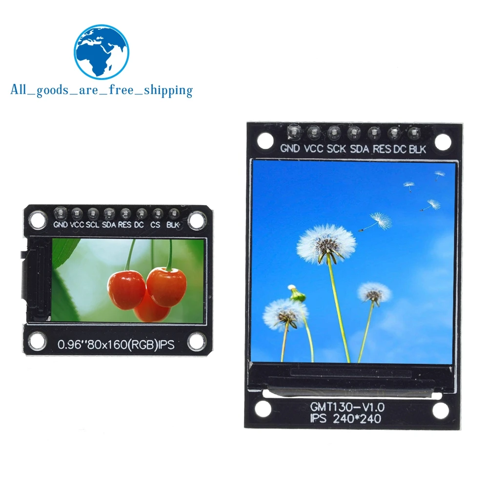 

TZT TFT Display 0.96 / 1.3 inch IPS 8P/7P SPI HD 65K Full Color LCD Module ST7735 Drive IC 80*160 (Not OLED) For Arduino