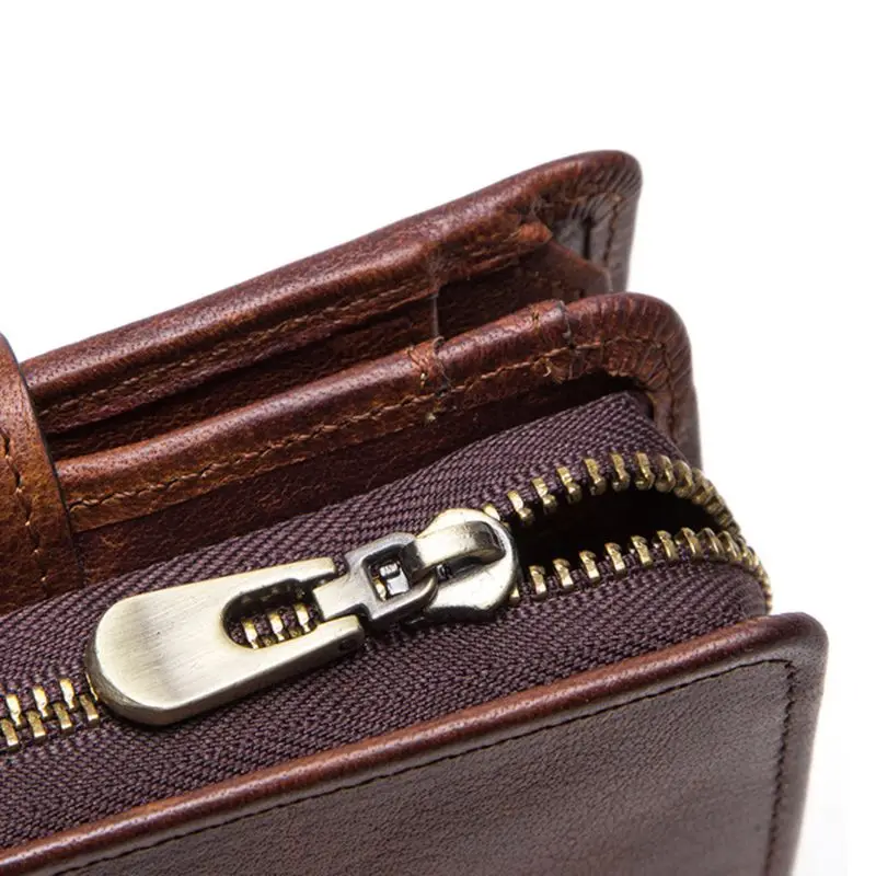 THINKTHENDO мужской RFID блокирующий кошелек из натуральной кожи ID Card Holder винтажный двухслойный кошелек H8WD