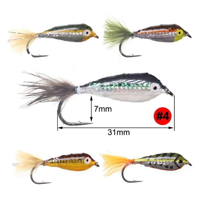 Bimoo 6PCS #4 Epoxy Baitfish Minnows Fry Trout Fly Fishing Flies