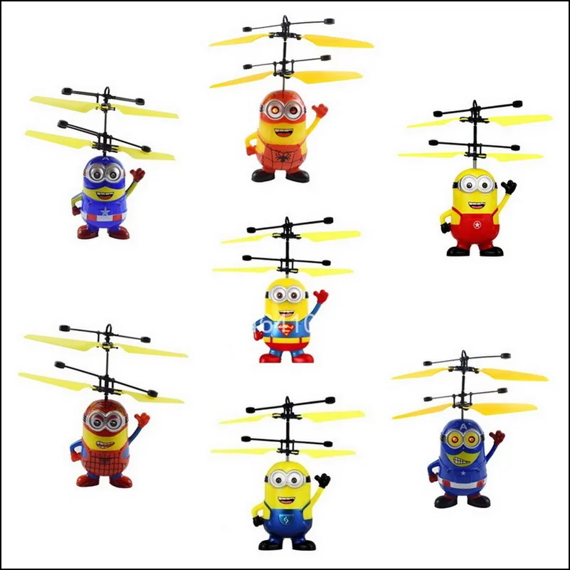 

2020 Newest Minions drone RC Helicopter Aircraft Mini drone Fly Flashing helicopter Hand Control RC Toys