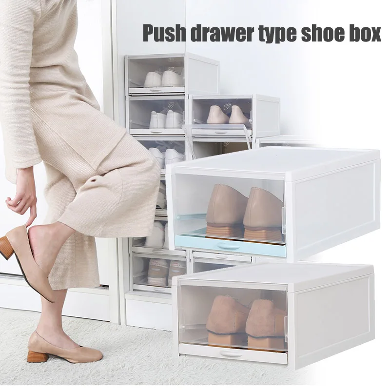 

Newly Pull Out Drawer Type Shoe Box Transparent Plastic Shoe Storage Box XSD88
