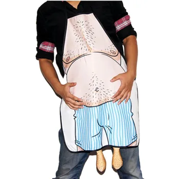 

1 Pc Cooking Kitchen Apron Durable Belly Man Printed Novelty Wacky Apron for Home Kitchen BBQ Grilling Cooking