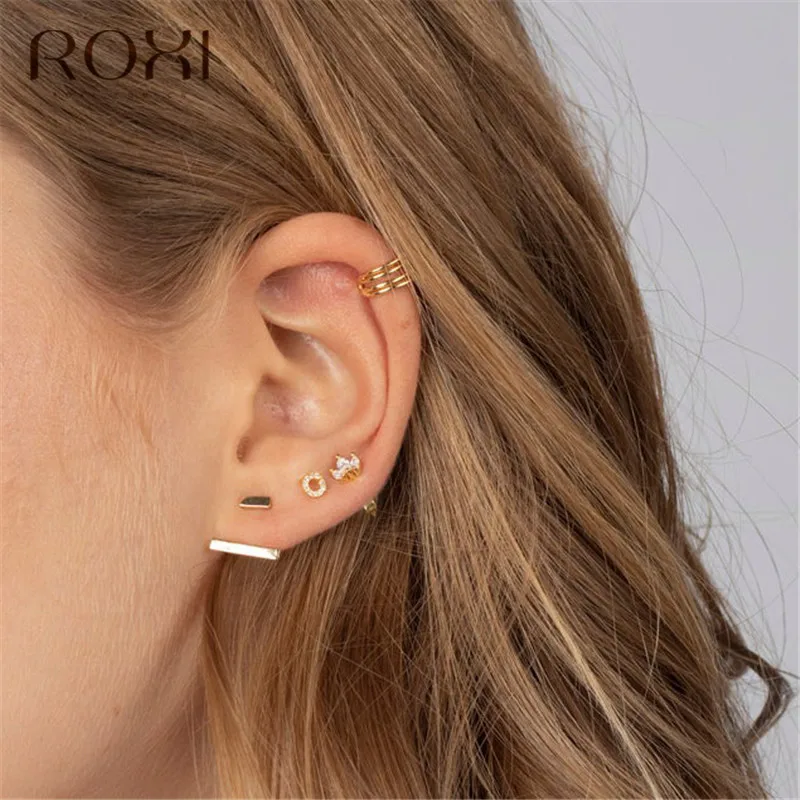 ROXI, новинка, простые женские серьги-каффы, модные, с крестиком, без пирсинга, маленькие серьги, для девушек, Pendientes De Clip wrap Earcuff Brincos