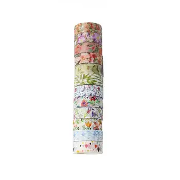 

12pcs Floral Series Washi Masking Tapes Small Fresh Stickers Decorative Sticky Paper Tapes for Scrapbook DIY Diary Gift Wrapping