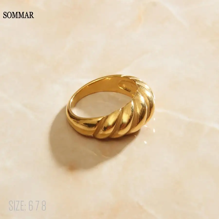 Twist-Ring Jewellery Women Accessories SOMMAR Gold-Color Gifts Finger Bread-Shape Anillo