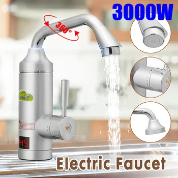 

220V-250V 3000W Electric Kitchen Water Heater Tap Instant Hot Water Faucet Heater Cold Heating Faucet Instantaneous Water Heater