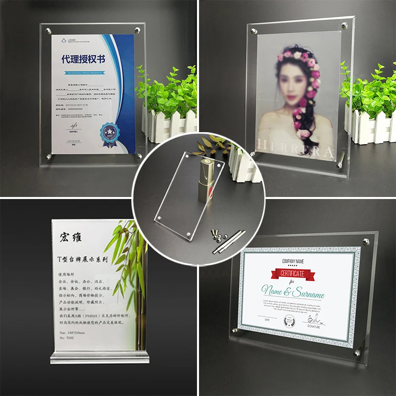 Acrylic Photo Frame Poster Wall Picture Holder Clear Display Elements Ornament