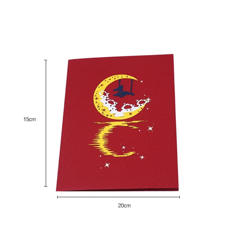  3D Pop Up Moon Girl Card Handmade Happy Birthday Christmas New Year Invitation E65B - 4.00027E+12