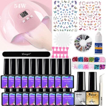 

Gel Nail Set UV LED Lamp Dryer Nail Art Sequins Nail Gel Polish Kit Soak Off Manicure Tools Set electric drill For Nail Tools