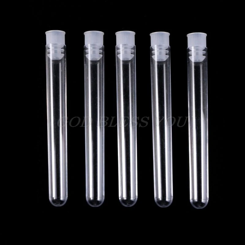 50pcs/pack 12x100mm Transparent Laboratory Clear Plastic Test Tubes