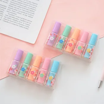 

4 set/Lot Mini bottle color Highlighter pens Lipstick flower daisy marker liner pen Stationery office School drawing art A6827