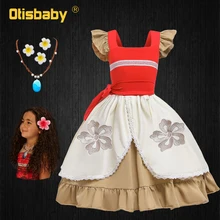 Новое платье Моана для девочек; летнее платье для девочек; фантазия; Vaiana; Рождественская одежда; Детский костюм принцессы Моаны для дня рождения