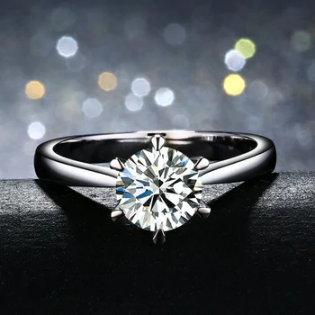 

2 Carat 18K White Gold 2 Ct Moissanite Diamond Ring Round Classic Women Wedding Party Engagement Anniversary Ring VVS D Color