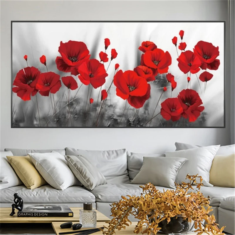 Red Poppies Flower Art Canvas Paintings Posters and On Wall Prints Watercolour Decorative Pictures for Home Living Room Cuadros | Дом и сад