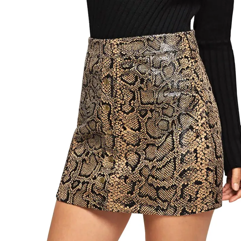 

Women Skirt PU Leopard Sexy Python Pattern PU Leather Bag Hip Skirt Autumn And Winter Season