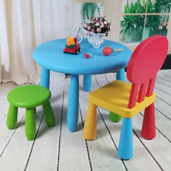 

Young Children's Plastic Cartoon Small Round Table Of Children Furniture Suits Kindergarten Baby Toys Simple Dinner Table