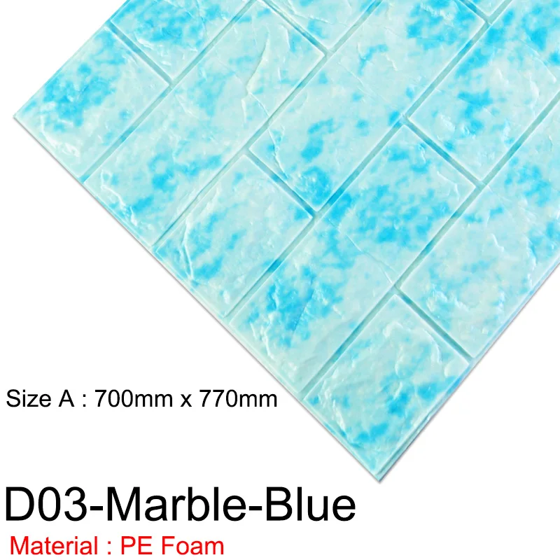 3D настенная бумага мраморный кирпич Водонепроницаемая настенная бумага 3D декор для гостиной спальни детской комнаты DIY самоклеящаяся бумага - Цвет: D03-Marble-Blue