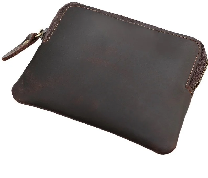 Beste Lederen unisex portemonnee vintage sleutel case kleine item bag