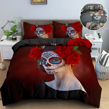 

2/3 PCS Bedding Set Twin/queen/king Size Beauty Skull Pattern Bedclothes Duvet Cover Included Comforter Pillowcases