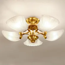 Роскошный медный потолочный светильник для спальни, простой современный Романтический светодиодный светильник с цветком, 5 ламп, 8 ламп, новинка