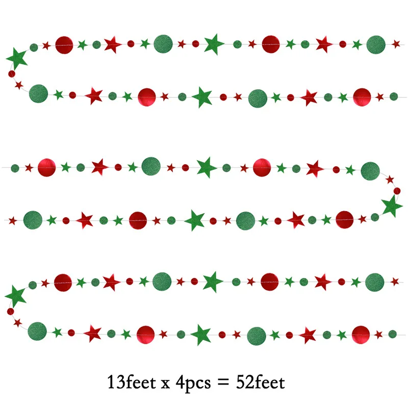 4 метра блестящая Звезда круглая зеленая красная гирлянда Рождественский баннер с днем рождения свадебное украшение для вечеринки товары для рождественской вечеринки