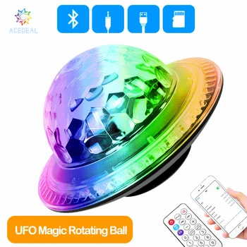 

ACEDEAL UFO Bluetooth 4.0 Magic Rotating Ball DJ Stage Lights Lighting Crystal Sound Control Disco Music Party Club Dance Bar