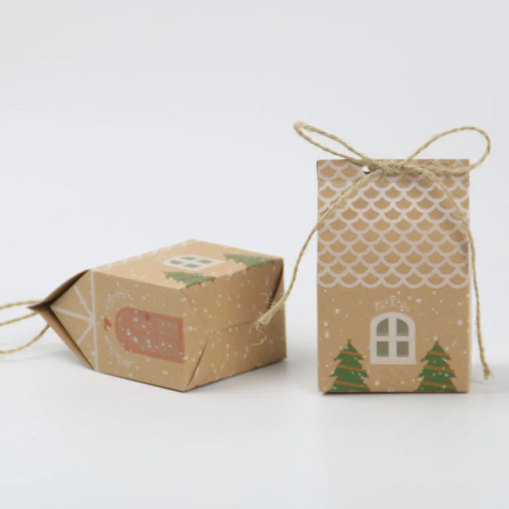 Behogar 50 шт. с Рождеством леденец Goodie коробочки для небольших подарков для гостей крафт-бумажные пакеты для рождественских праздников и вечеринок