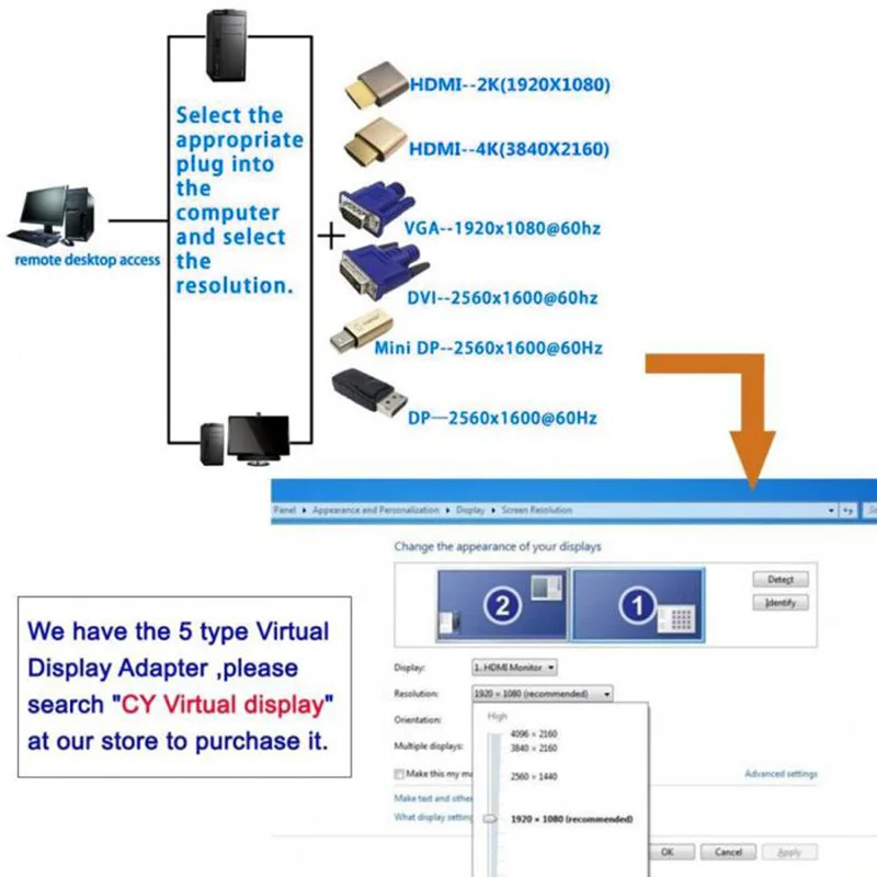 Портативный адаптер виртуального дисплея разъем для подключения порта DP