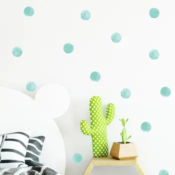 

Watercolor green wave dot sticker children's room kindergarten layout gift wall sticker Watercolor dot sticker