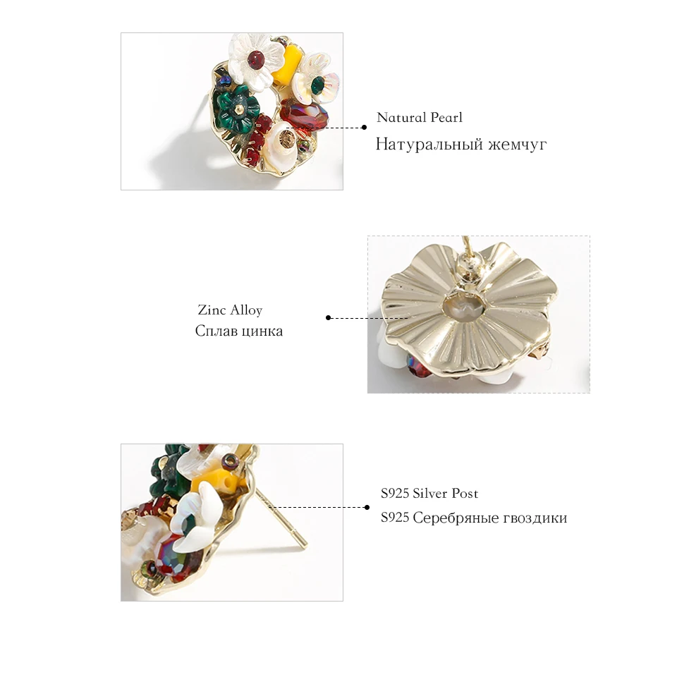 Yhpup, модные, изысканные, цветные, натуральные, в виде цветка, серьги-гвоздики, Роскошные, стразы, рождественские подарки, для женщин, модное ювелирное изделие, S925