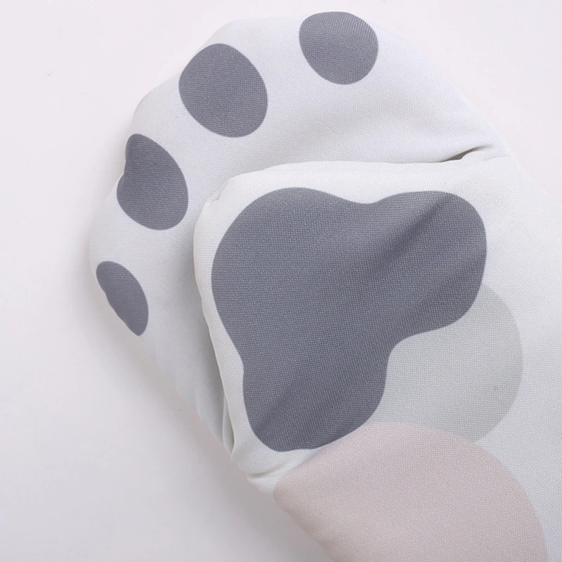 1 Pair Cartoon Animal Cat Paws Oven Mitts Heat Resistant Non-slip Long Microwave Gloves Cotton Kitchen Baking Insulation Gloves
