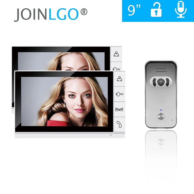 

New 9 inch Color TFT Video Door Home Phone Intercom System 2 White Screen + Night Vision Doorbell Camera FREE SHIPPING