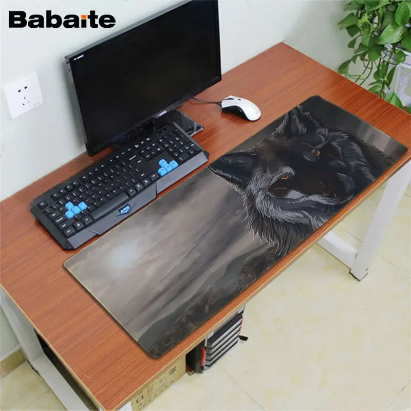 Lock Edge 40X90cm Babaite, персонализированные крутые модные резиновые мыши Moon Wolf, прочный Настольный коврик для мыши, резиновый компьютерный игровой коврик для мыши - Цвет: Lock Edge 40X90cm