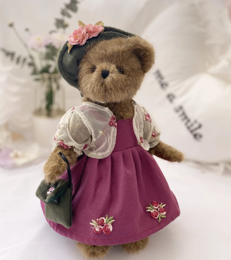 High quality Teddy Bear Plush Toys with dress Movable Cute Stuffed Animals Plush Toy Birthday Gift for Girlfriend Doll Presents