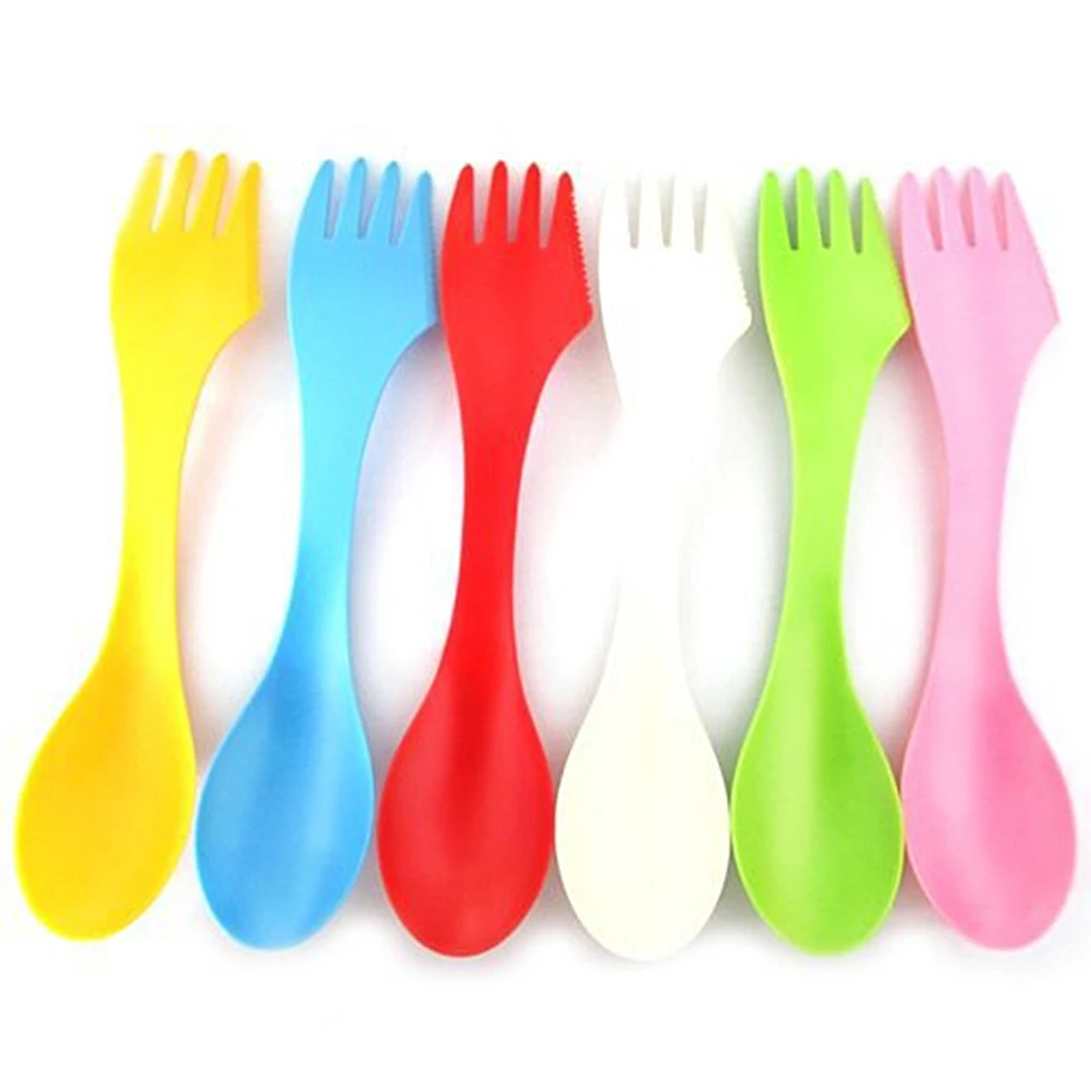 Вилка Нож Кемпинг походная Посуда Spork комбинированный дорожный Гаджет Столовые