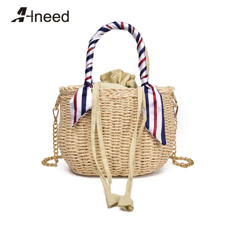 Сумочки ALNEED в полоску с Балийским островом ручной работы винтажная круглая