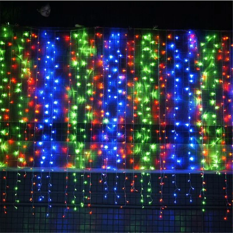 3x3m Colorful Светодиодный светильник для занавесок, рождественские украшения для дома, светодиодный светильник, рождественская елка, висячие украшения, Новогодний Декор для дома - Цвет: 3x3m Colorful